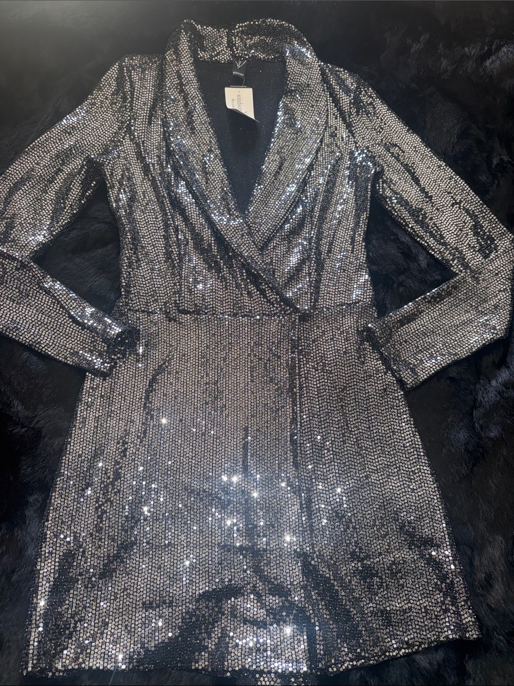 Windsor jumper Silver Sequin Wrap-Style Mini Dress